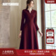 新年专供款 罗衣高级安可拉红连衣裙女春气质大摆打底针织裙09737