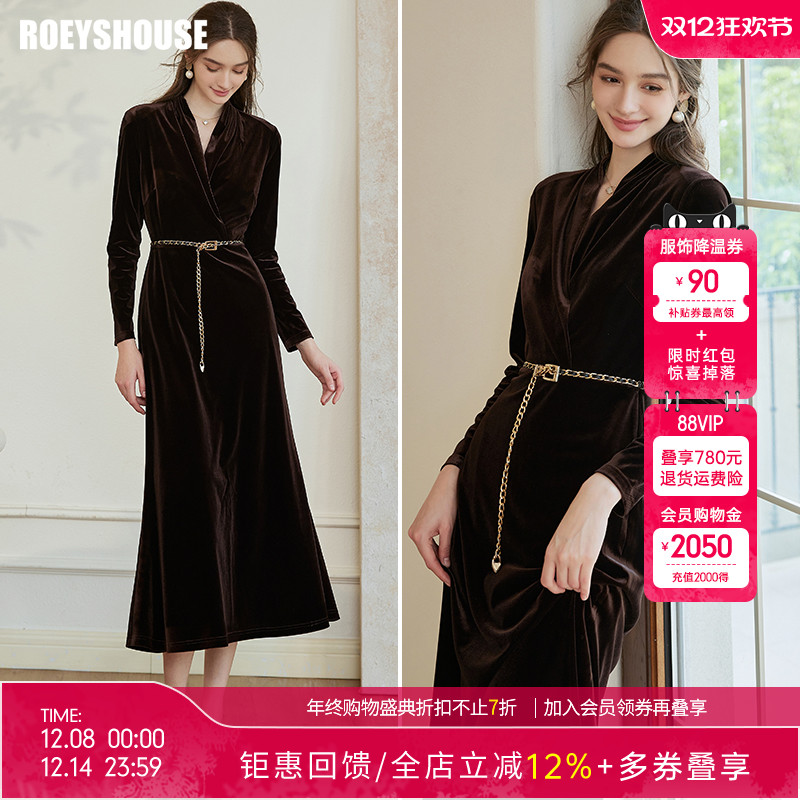 罗衣复古丝绒内搭打底长款连衣裙