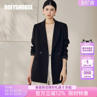 淡人高知知性职业百搭工作外套12685 女春季 罗衣时尚 通勤黑色西装