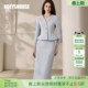 罗衣高级通勤浅蓝套装 半身裙一整套裙11846 女淡人高知穿搭短外套