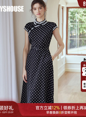 罗衣新中式中国风连衣裙2025夏装新款复古改良旗袍系带裙子06622