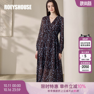 气质收腰大摆度假裙11722 新款 罗衣法式 雪纺碎花连衣裙女2025秋季