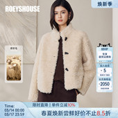 罗衣立领牛角扣羊羔绒皮草外套女冬季 短上衣12992 保暖高级感时尚