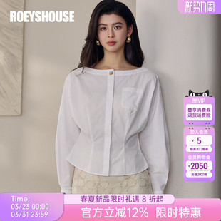 干练收腰短款 女春季 衬衣百搭上衣13213 通勤纯棉白色衬衫 罗衣时尚