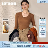 罗衣美丽诺100%绵羊毛基础内搭毛衣女春修身 上衣12958 打底针织衫