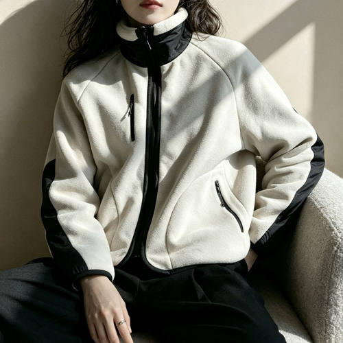 POLARTEC200抓绒之王高端P绒保暖立领granolacore颗粒绒感外套女