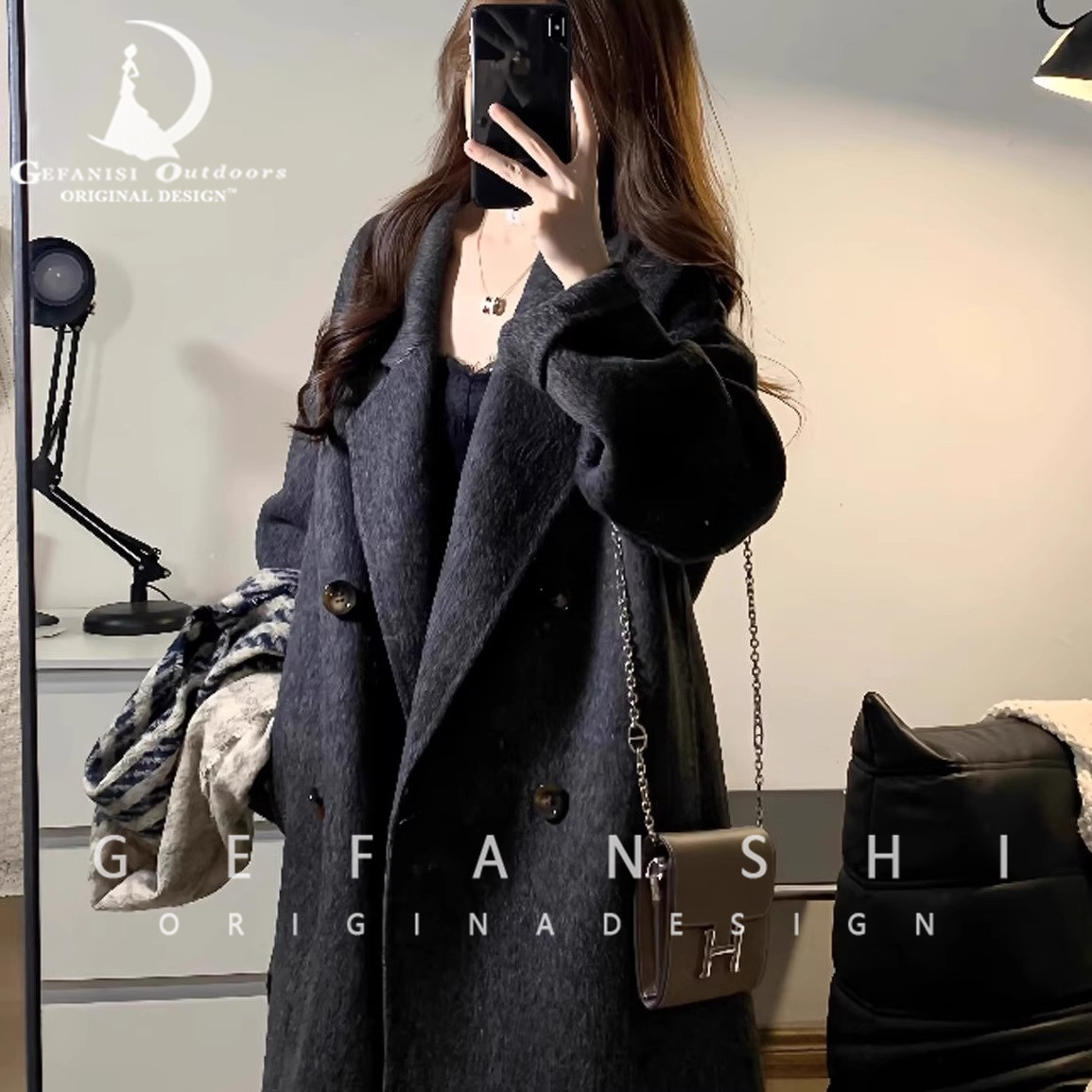 德国黑色双面羊绒大衣女小个子冬季2026新款中长款高端羊毛呢外套