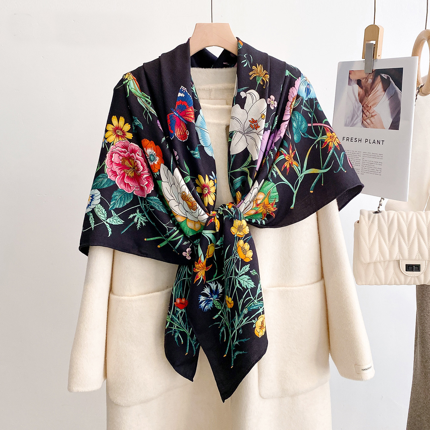 真丝羊毛大方巾女2025新款