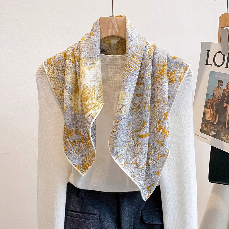 真丝羊毛方巾围巾2025秋季新款