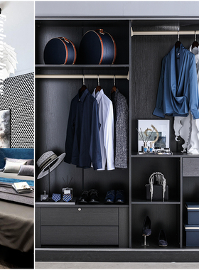 蓝色样板房间衣柜软装摆件