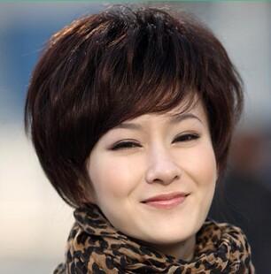 中老年女款假发 妈妈真发 短发 女 仿真发假发套 阿姨纹理烫假发