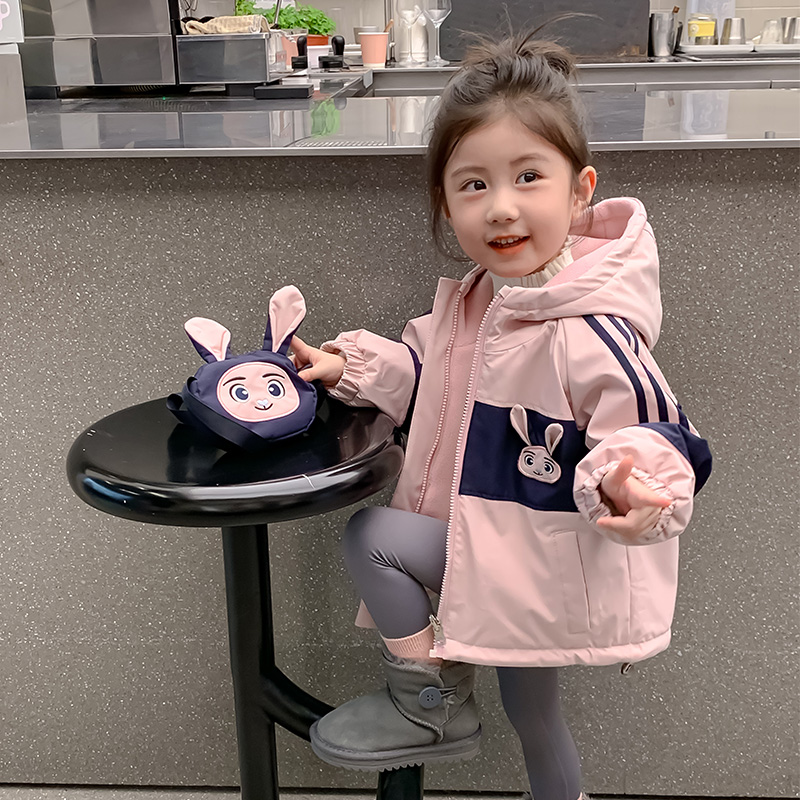 BAKUXIA女童冲锋衣秋冬加绒外套