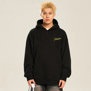 DUKE+DEXTER2025年秋季男生上衣黑色潮流字母印花宽松百搭卫衣