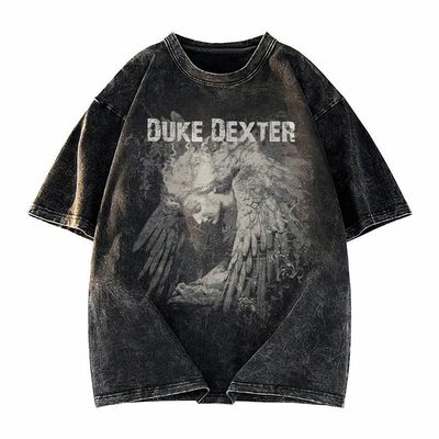 DUKE+DEXTER 美式复古高街天使圣像印花水洗做旧简约运动短袖T恤