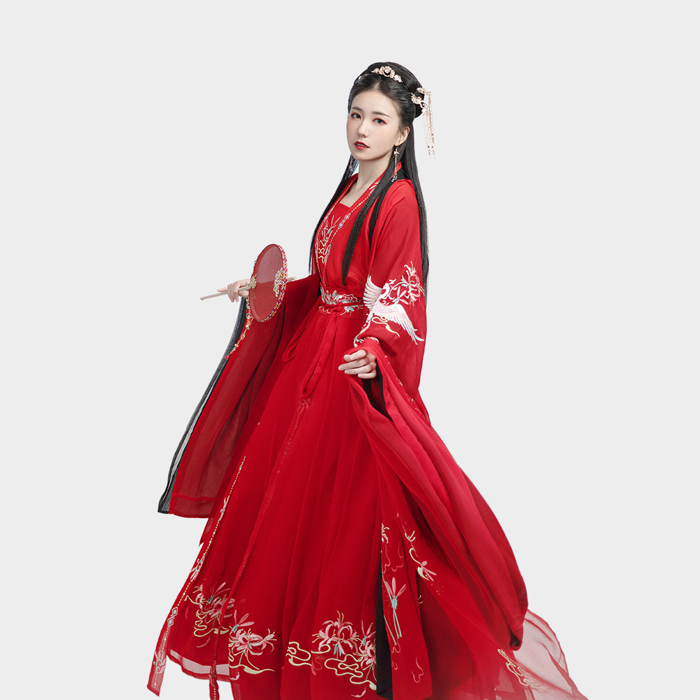 泠泠七弦凤凰彼岸花原创汉服红颜醉齐胸齐腰六米摆襦裙套装已售完
