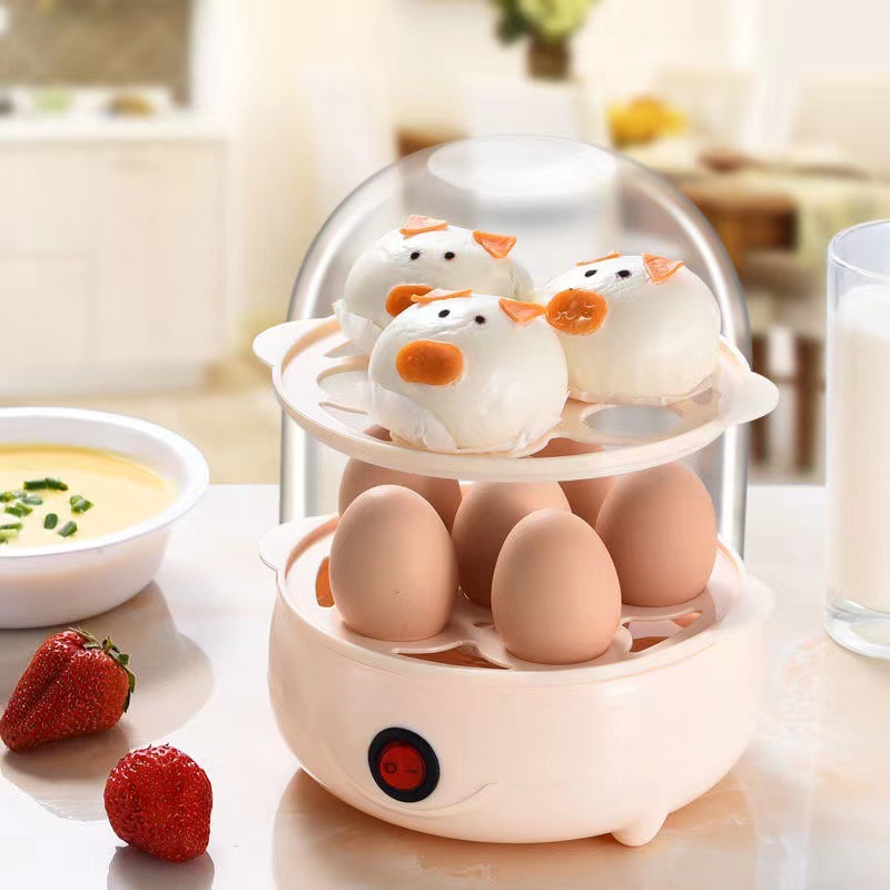 玩皮熊小型煮蛋器自动断电蒸蛋器双层煮鸡蛋羹机防干烧早餐神器