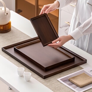 围炉煮冰茶平盘木质托盘赤身摆盘咖啡厅甜品盘收纳蛋糕果盘点心盘