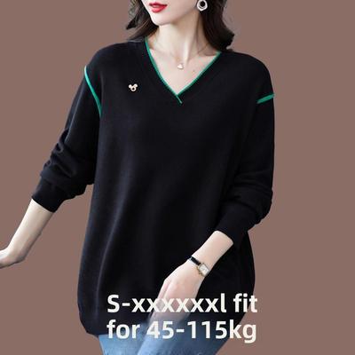 秋冬季胖mm250斤毛衣加肥加大码羊毛衫女宽松遮肚子V领羊绒打底衫