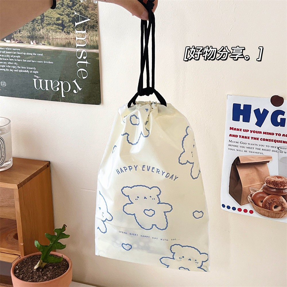 卡通小熊塑料抽绳袋内衣袜子打底旅行收纳袋糖果礼物包装袋束口袋