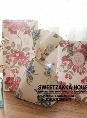 绚丽花卉图案礼品包装袋/平口纸袋/烘焙西点袋/糖果袋/回礼袋