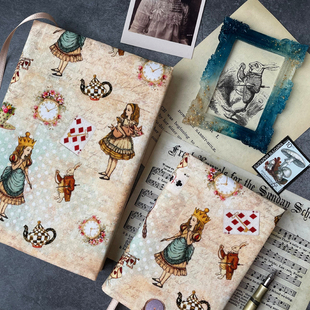 普素手作【爱丽丝】手工布艺书衣hobo五年本余白手帐珠友a5a6定制