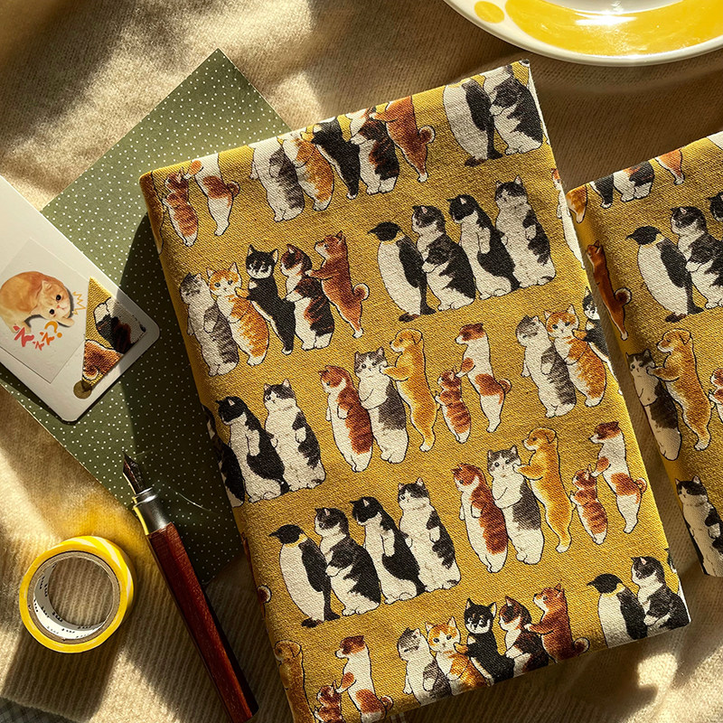 普素手作手工布料书皮hobo五年weeks余白A5A6B6猫狗手帐盐系书衣