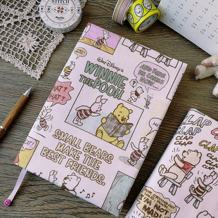 小熊维尼手工布艺手帐书衣 余白hobo五年本weeks普素手作A5B6定制