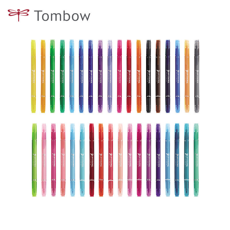 日本TOMBOW蜻蜓双头水彩笔3色6色套装粗细头绘图彩笔学生美术笔