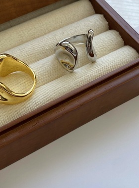 豆豆推荐液态开口戒指女新中式轻奢小众设计感时髦光面指环