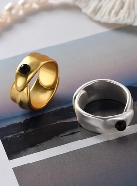 环形交叠彼得石戒指女欧美轻奢小众设计高级感简约百搭冷淡风指环