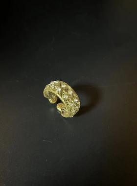 ins风品牌平替纯黄铜星星形指环复古饰品小方糖开口戒指轻奢百搭