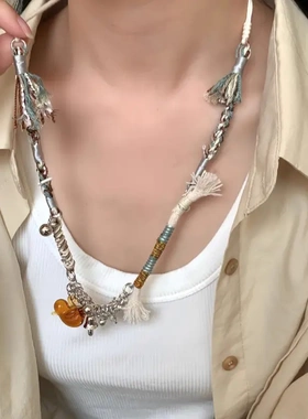 手工编织琉璃小鸟项链彩色多巴胺ins风锁骨链长度随心调时尚颈链