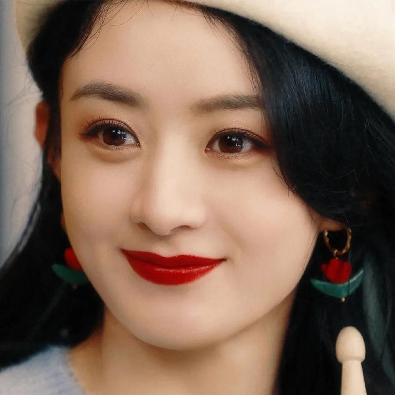 明星同款个性精致度假清新郁金香耳饰小众设计感花卉耳环耳圈女