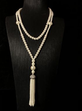 中古复古配饰流苏珍珠项链麦穗流苏高级感气质时尚首饰饰品毛衣链