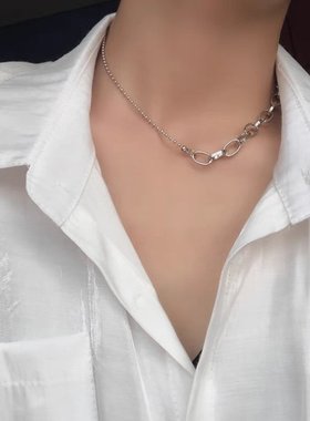 欧美个性冷淡风豆豆链拼接颈链嘻哈潮流网红锁骨链情侣款时尚项圈