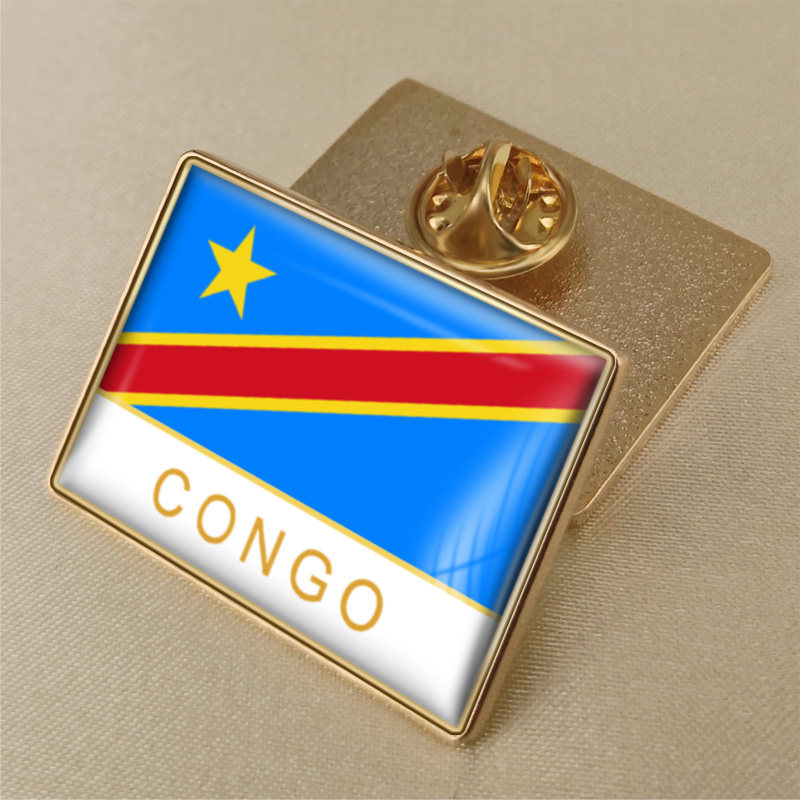 扎伊尔刚果民主共和国长方形语言国旗徽章刚果旗帜胸章襟章定做