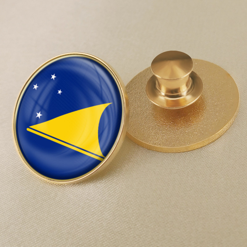 圆形托克劳国旗徽章定制世界各国旗帜胸章襟章水晶滴胶胸针