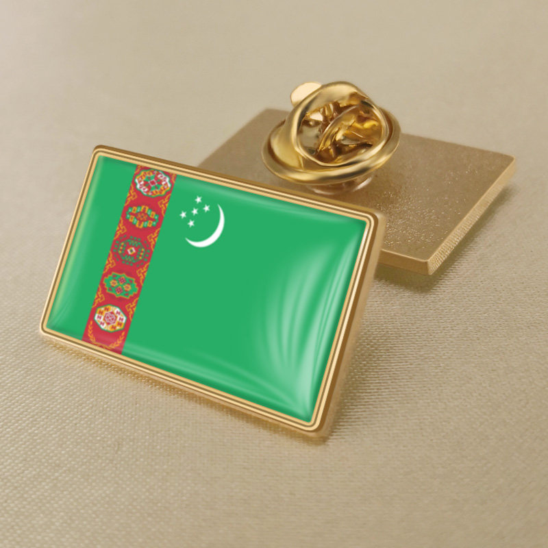 长方形土库曼斯坦国旗徽章胸章配饰胸针西服领针旗帜襟章可定制