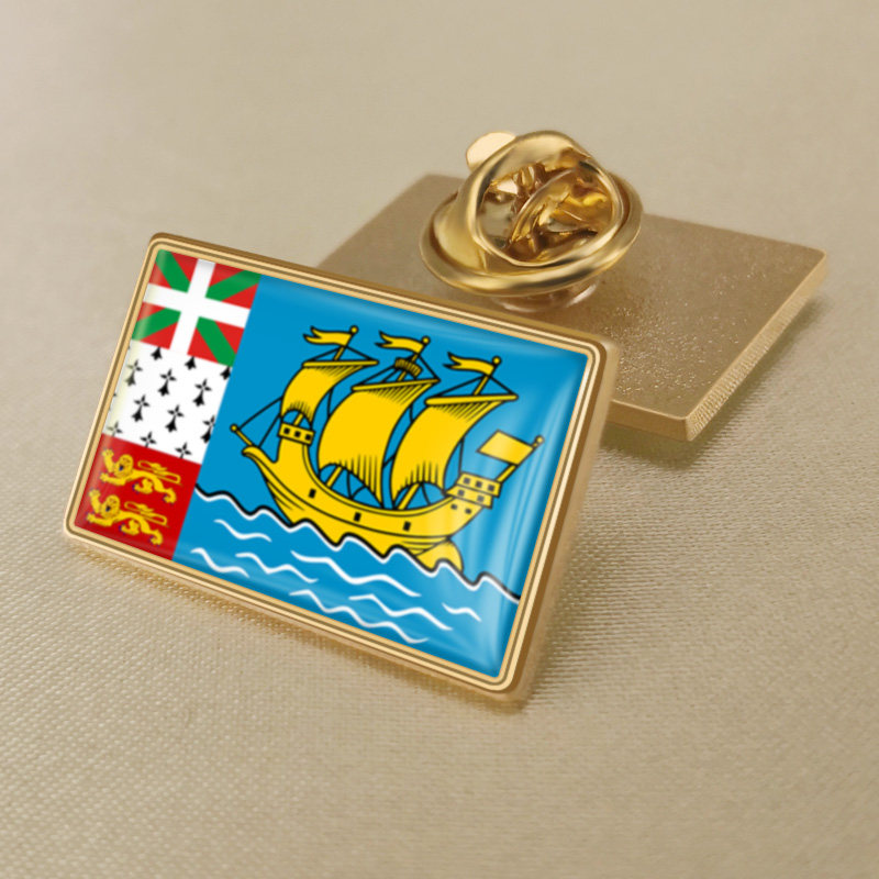 长方形圣皮埃尔和密克隆旗帜徽章胸章配饰胸针西服领针国旗襟章