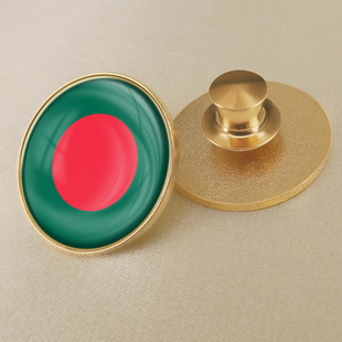 孟加拉国旗徽章定制圆形世界各国旗帜胸章襟章水晶滴胶胸针