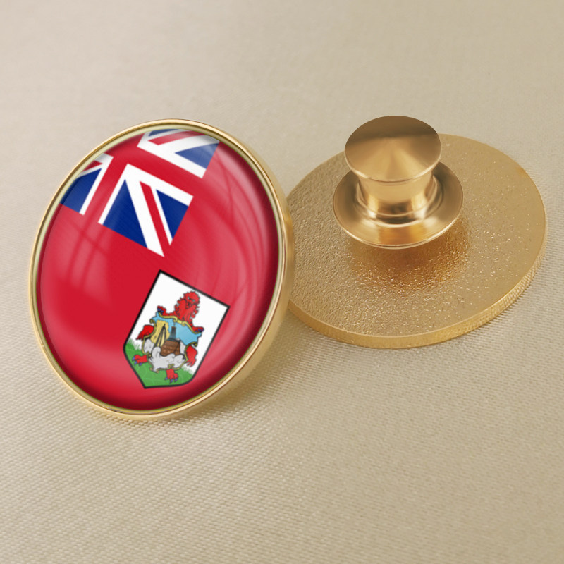 百慕大群岛国旗徽章定制世界各国旗帜胸章襟章圆形水晶滴胶胸针