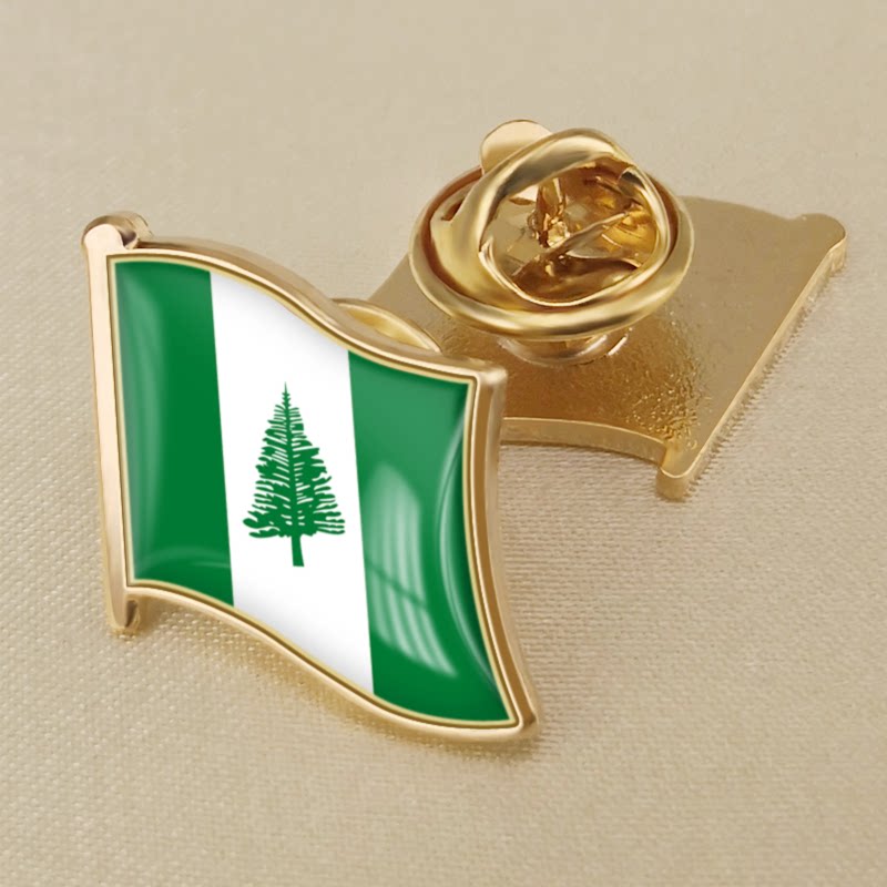 诺福克岛国旗徽章世界各国旗帜胸章领徽金属襟章蝴蝶扣镀金胸针