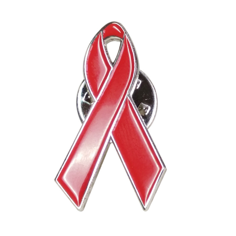 爱滋病红色丝带金属徽章订做烤漆胸针定做HIV襟章定制