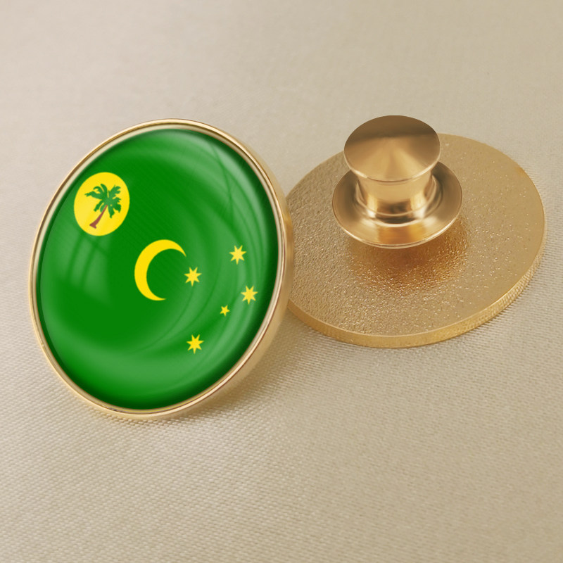 科科斯基林群岛国旗徽章定制世界各国旗帜胸章襟章水晶滴胶胸针