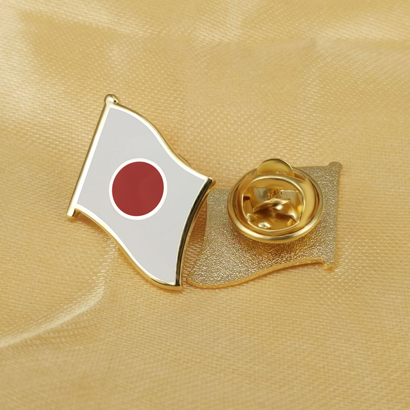 纯铜珐琅工艺日本国旗徽章世界各国旗帜襟章金属帽徽订制留学胸针