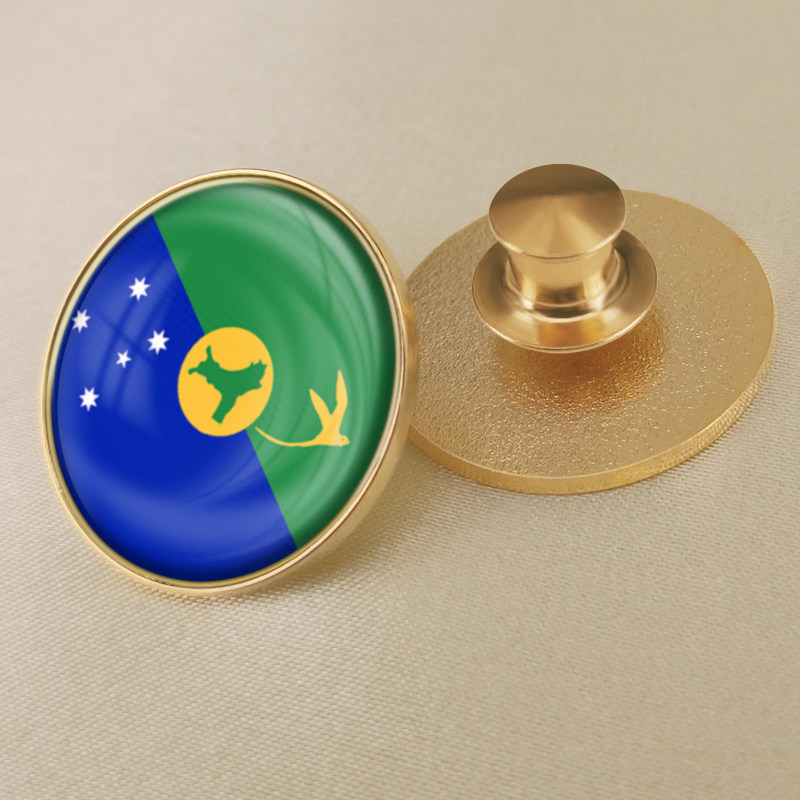 圆形圣诞岛旗帜徽章定制世界各国国旗胸章襟章水晶滴胶胸针