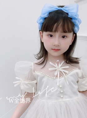 洛丽塔多层蝴蝶结发箍褶皱纱配饰儿童爱丽丝艾莎发饰六一节礼物