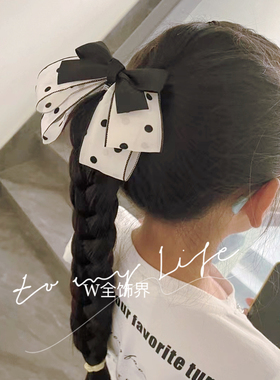儿童发饰新款黑白波点蝴蝶结发夹洛丽塔配饰六一儿童节礼物
