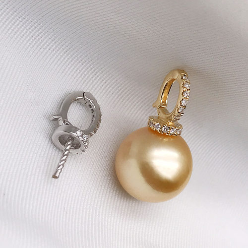 18k金钻石万G能扣头珍珠澳白奶嘴扣项链挂件配件空托拆卸卡扣750