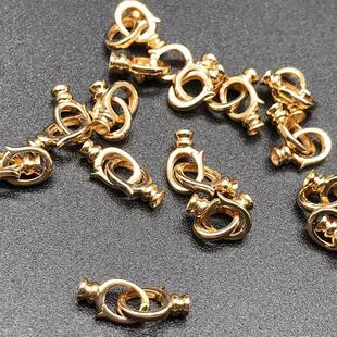 DIY珍珠配件纯18K金多用双扣项链扣手链扣珍珠碧玉圆珠链扣澳白珠